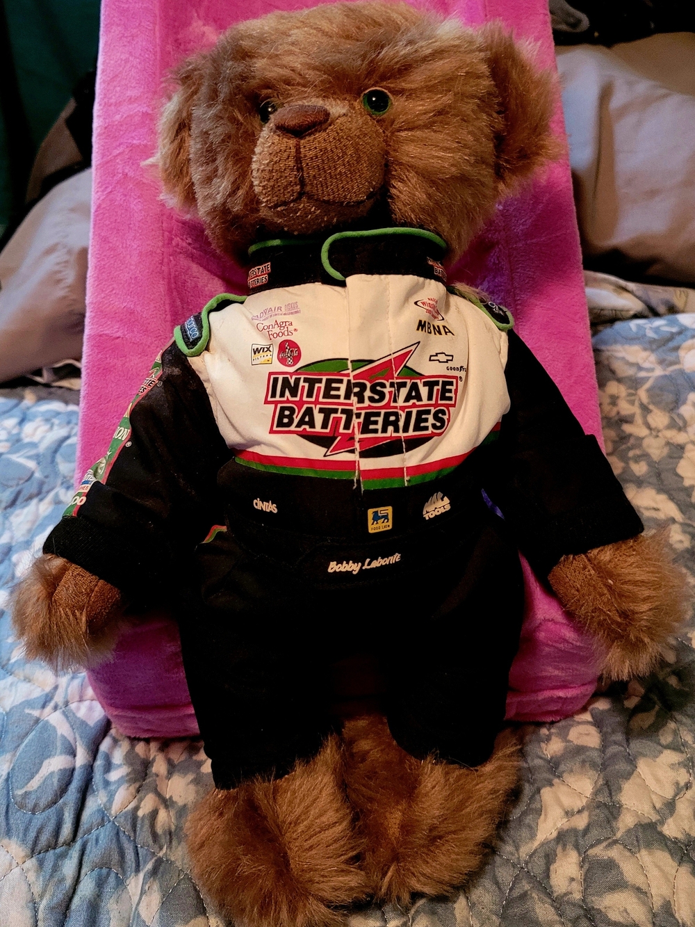 Brown Plush Racing Bear - Branded Collectible
